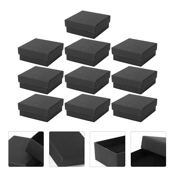 10 st Simpla Smyckesaskar Kraftpapper Smyckesaskar Med Svamp (svart)Svart7X7CM Black 7X7CM