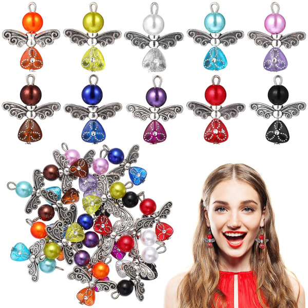20 st vingar berlocker örhänge halsband hängen accessoarer för DIY smyckestillverkning Blandade färger 2.1x2cm Assorted Color 2.1x2cm
