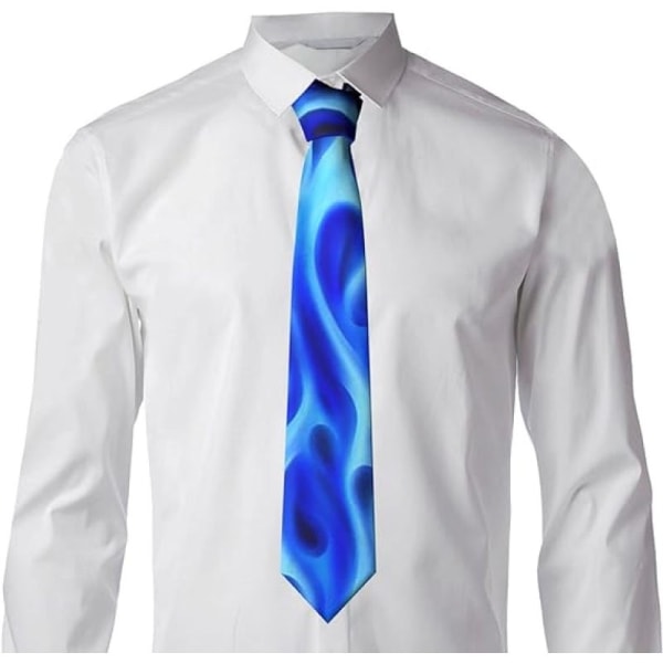 Herre Luksus Polyester Blue Flame Fire Tekstil Slips Skinny Slank Mote Lang Formell Suiting Uformell bryllupsslips