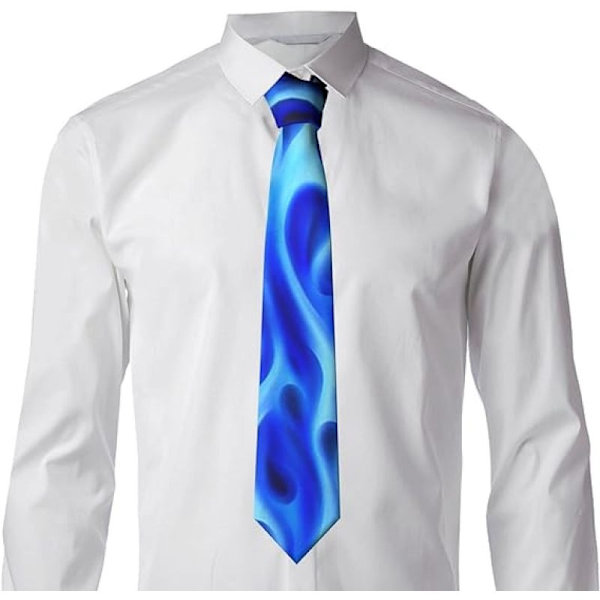 Høy kvalitet blå flamme mønster slips i polyester for menn, tynn og smal, formell og avslappet, til bryllup