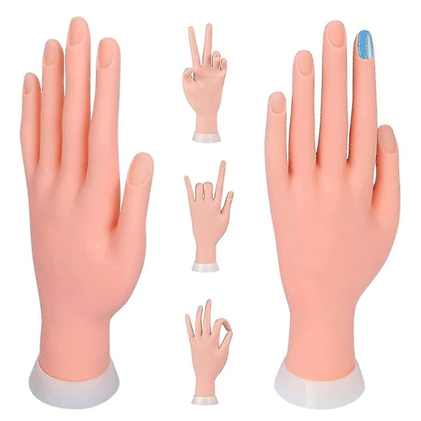 2-pack träningshand, nagelträningshand, falsk hand för nagelövning, flexibel rörlig falsk hand manikyrövning också