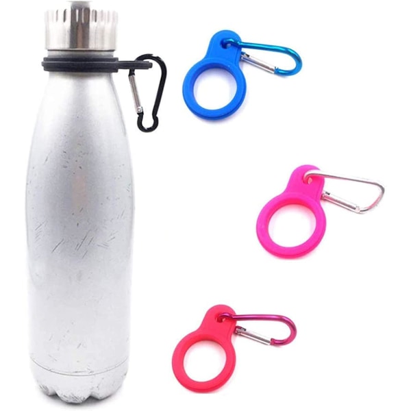 Silikon vattenflaska spänne, bärbar karbinhake utomhus hängande spänne bärande dryck Clip Krok Hållare krok för camping vandring (7st, slumpmässig färg)