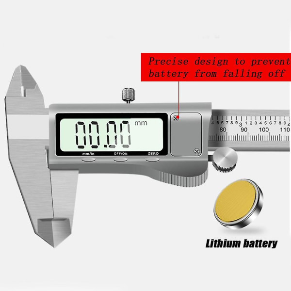 Tarkka digitaalinen mittakaula 150 mm, ruostumaton teräs, vernier-mittakaula, 1 kpl