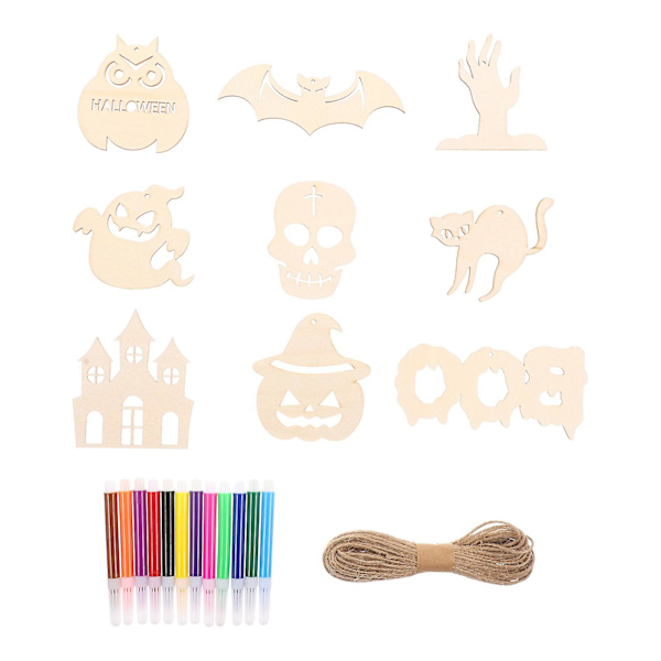 DIY-hantverk Spöke Träflis Halloween Utskärningar Hantverk Oavslutade Blanka Trä Pumpa Halloween Hantverkskit 8X7cm 8X7cm
