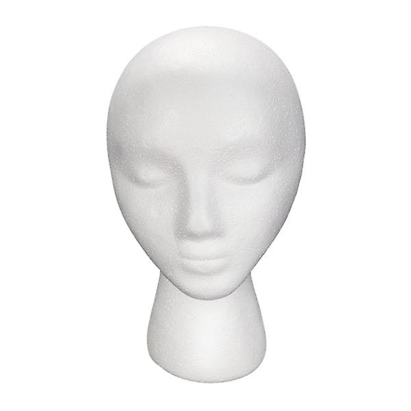 Hodetelefonholder Stativ Kvinnelig Skumhode Styrofoam Parykk Stativ Hatt Visningsstativ Parykk Visningshode Hvit White 50.5X28CM