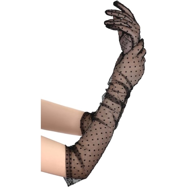 Svarta och vita spetshandskar Eleganta kvinnor Tea Party handskar Brudspetshandskar