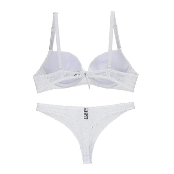 Kvinders Lingeri Stroppet Sexy Blondering BH Sæt Gennemsigtigt Lingeri Underbukser 75c (hvid)