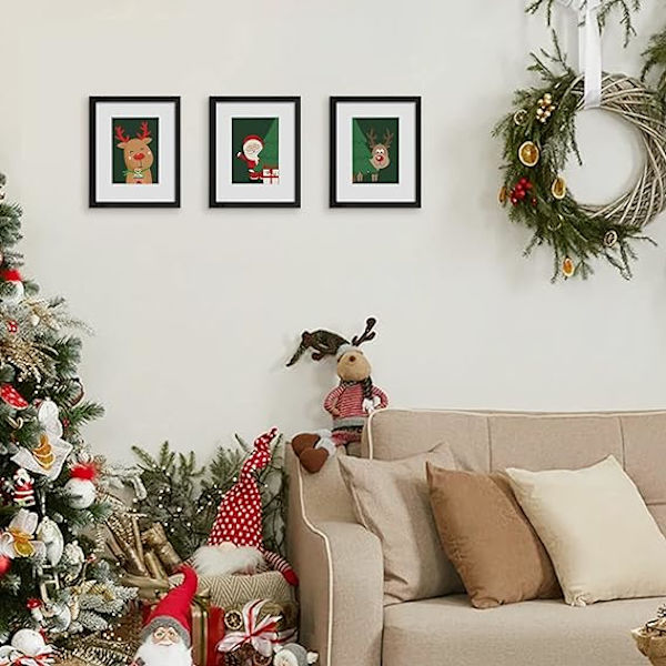 Bildramsset 8x10, 3-pack, tillverkad av högupplöst glas för 5x7 med passepartout eller 8x10 utan passepartout, väggmonterade fotoramar, svart