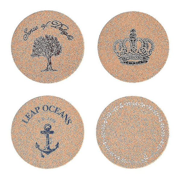 4 osan pyöreä korkkialusta, ruukuille, pannuille ja kasveille, 19 cm