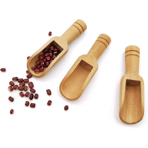 Träskopor Mini Bad Salt Skopa Kaffeböna Te Mjöl Socker Kryddor Sked Matlagning Bakning Kök (35st, träfärg)