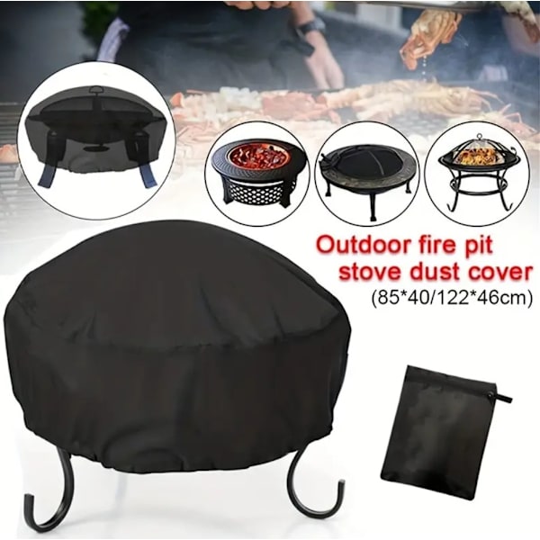Sort Rund Ildstedsdæksel Polyester Støv- og Vandafvisende til Komfur Brazier Beskyttelse (48*18.9inch)