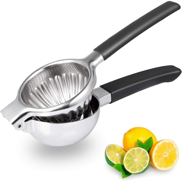 Citronpress i rostfritt stål 304, manuell fruktpress, perfekt för apelsiner, stora citroner och limefrukter, metallpress för citron