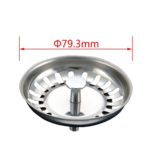 Køkkenvask Si, Vask Si Stopfilter med Justerbar Højde, 304 Rustfrit Stål Vask Kurv Si til Køkkenvaske - Diameter 79mm