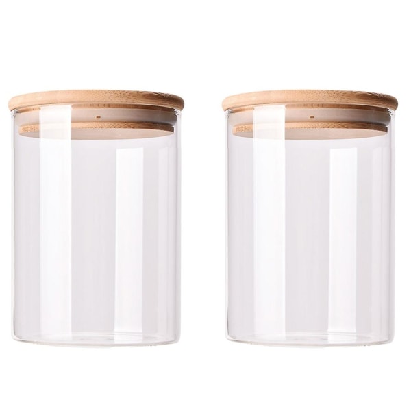 2st förvaringsburkar i glas Köksförseglade behållare med bambulock (300 ml) Diverse färg6,5x6,5x10cm Assorted Color 6.5x6.5x10cm