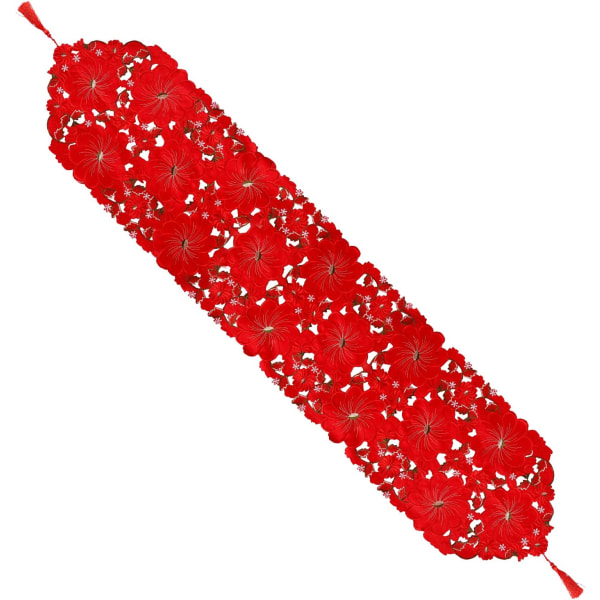 Julbordsskydd, Röd Jul Broderad Bordsskydd Broderade Blommor Bordsskydd Jul Broderad Bordsskydd för Julmiddag