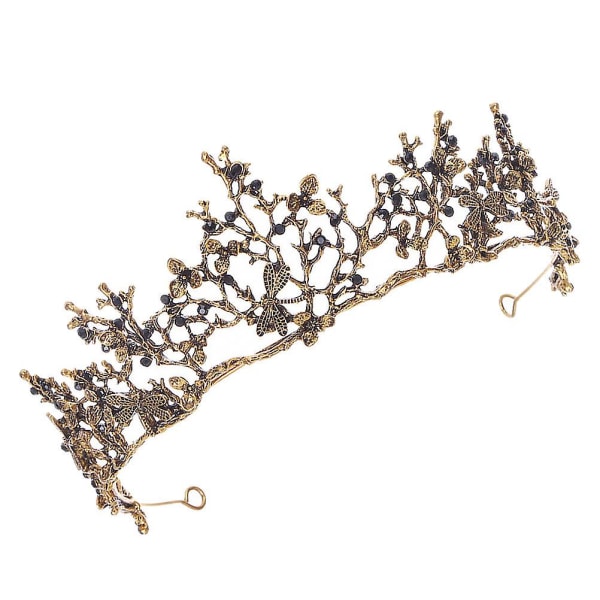 Muodin Helmi Prinsessan Tiara Barokki Strassinen Kristalli Barokki Tiarat Kruunut Pyöreät Kilpailukruunut Golden 14.5X6cm