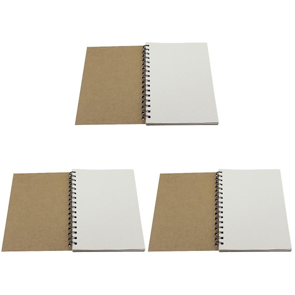 6 st Spiralbunden Skissbok Inre Blankt Vit Papper För Måleri Ritning Skrivning 50-blad 6 st 6 pcs 2pcs