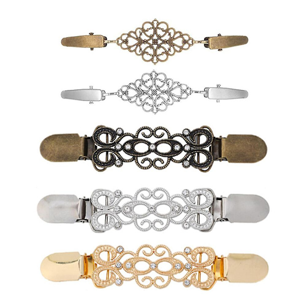 5 stk. Kvinders Knapper Trøjer Tøj Brystnåle Trøje Sjal Klips Retro Trøje Klips Skjorte Klips 13.5x2.5cm