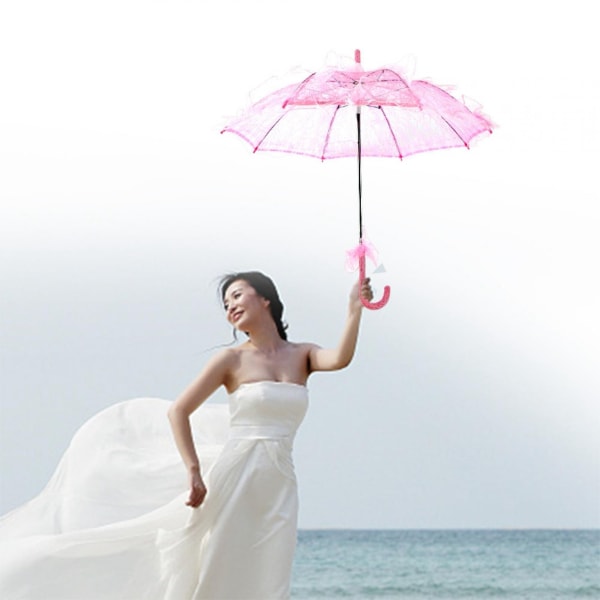 Elegant og stilig paraply for sceneopptreden, brudeparaply med blonder, fotoprop