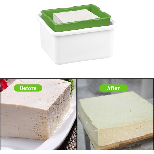 Tofu-presse, tofu-vandpresseafløb, fjern nemt vand fra tofu automatisk for bedre smag, fødevaregodkendt plastik, effektiv tre-lags DesGreen Green