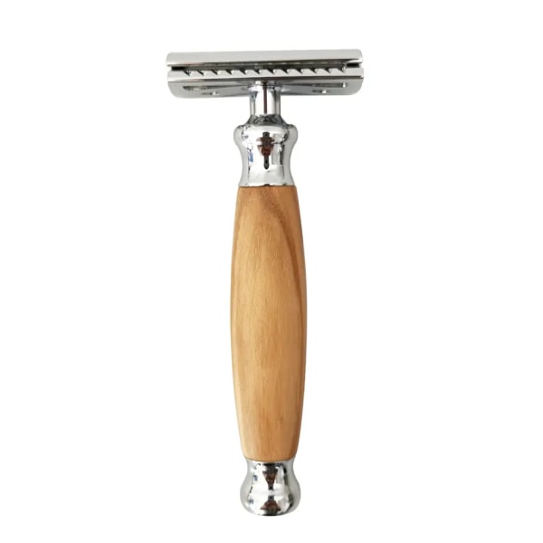 barbering manuel barbermaskine, klinge barbermaskine med naturligt bambus håndtag, Unisex bæredygtig barbermaskine Diamond Wood Grain Mønster Håndtag Barberbarberkniv