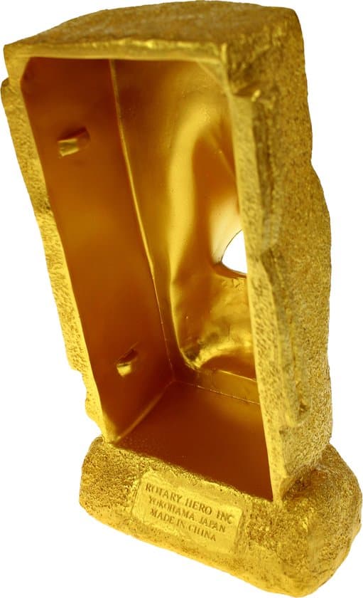 Rotary Hero Moai Tissueboks Holder, Guld Polyresin Påskeø Hoved Tissue Dispenser til Badeværelse Køkken Soveværelse, Rektangulær, 18x19x31,5 cm