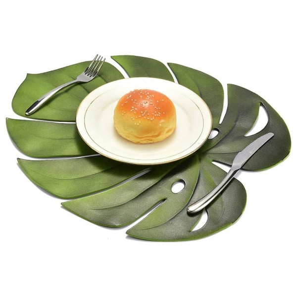 8 stk Tropical Leaf Dekkebrikker Kunstig Eva Monstera blader Palmeblad, kompatibel med bryllupsborddekorasjoner