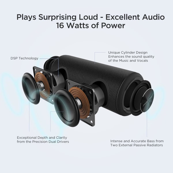 Udendørs bærbare Bluetooth-højttalere Vandtæt trådløs højttaler (sort) 1 STK Mini lydsystem udendørs