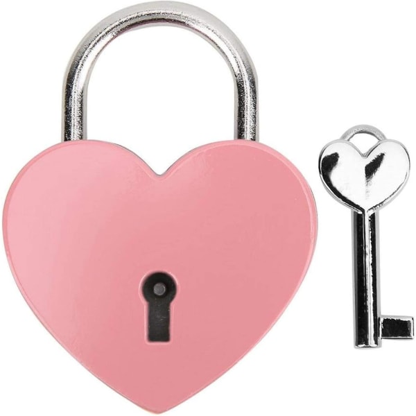 Riippulukko, Metallinen sydämen muotoinen lukko avaimella, metallinen lukko matkalaukkupäiväkirjakirjakorurasiaan (2 kpl, vaaleanpunainen)