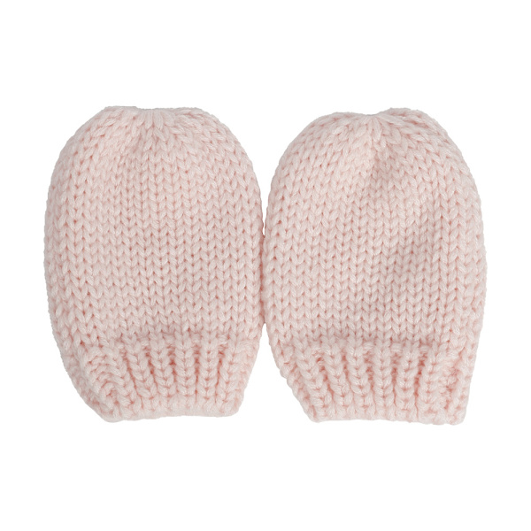 Babyhatt och Vantar, Baby Flicka Pojke Hatt Vantar Set Vinter Stickade Hattar Baby Nyfödda Hattar för Baby 0-2 Månader (S; Rosa)