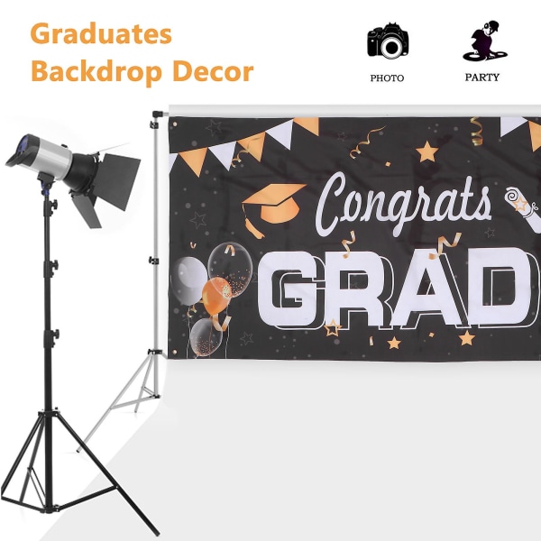 1 stk. Graduation Season Banner Baggrundsbanner Graduation Party Dekoration Sort 180x90cm Black 180x90cm