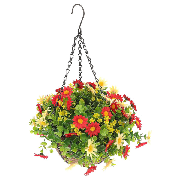 Hängande Blomkruka i Konstgjord Rattan Växt Hängande Korg Växter Blomkruka Gul 25x25x48cm Yellow 25x25x48cm