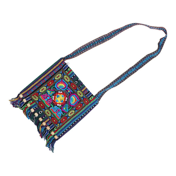 Kreativ Kulturell Axelväska Broderad Blå Kamelia Väska Present Kvastar Pärl Design Crossbody Väska3 33*29cm