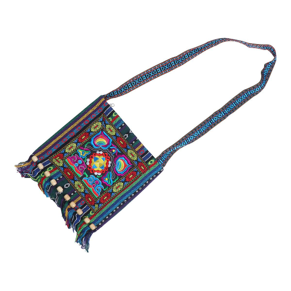 Kreativ Kulturell Skulderveske Broderi Blå Kamelia Veske Gave Kvast Perle Design Skråveske Pouch3 33*29cm