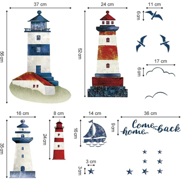 Lighthouse Väggdekaler Segelbåt Under Vatten Väggdekal Nautisk Måskdekal Vardagsrum Badrum