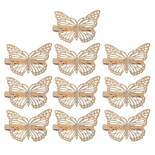 10 stk Pige Hårklemmer Delikat Hårklemmer Piger Hår Snap Barrettes Hår Barrettes Klemmer Lys sommerfugl Light butterfly 5.4*3.65cm