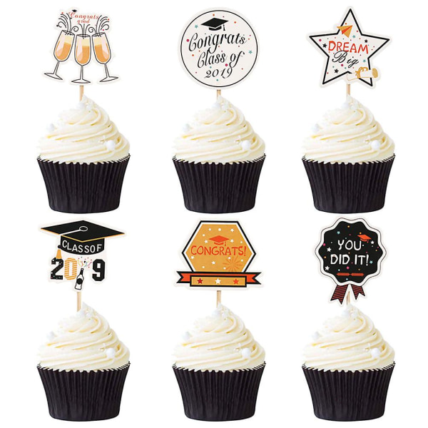 24 stk. Graduation Kagepynt Kreativ Kage Cupcake Picks Kage Dekoration Graduation Fest Tilbehør ( 24pcs