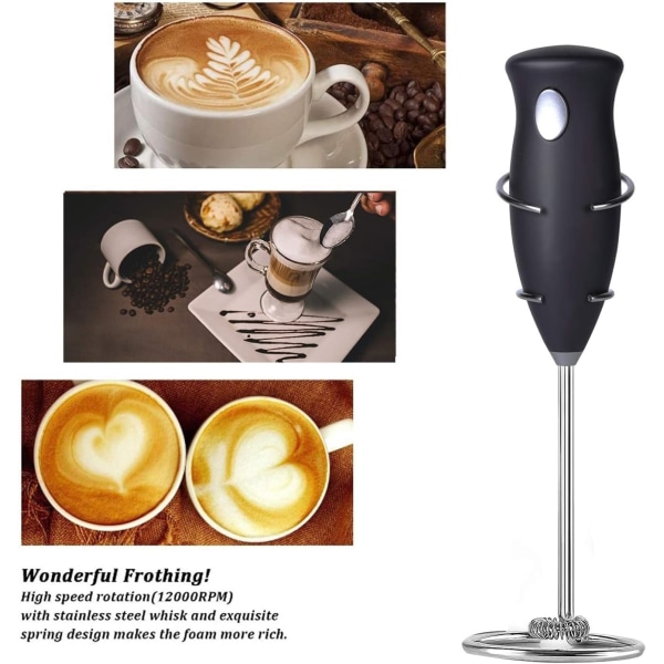 Håndholdt røremaskine - Kaffeskummer i rustfrit stål Elektrisk håndholdt opskummer, ledningsfri batteridrevet elektrisk piskeris & mælkeskummer