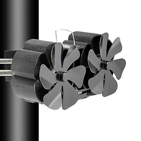 Dobbelt Komfurventilator til Pejs Brændeovn Dobbeltblade Varmedrevet Eco Ventilator Vægmonteret Wall-mounted