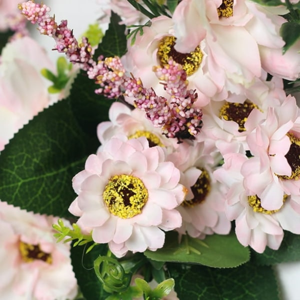 Kunstig Blomsterkrans, Dekorativ Dørkrans, Forårs- og Sommerkranspar (Mørke Rosa Margueritter - Kranser)