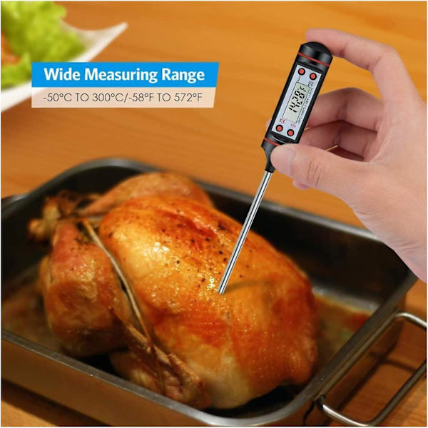 Kökstermometer Kötttermometer Ultra - Lång Omedelbar Avläsning Sonda Med C / F Knapp - Grill, Grill, Biff, Godis, Mjölk, Vatten
