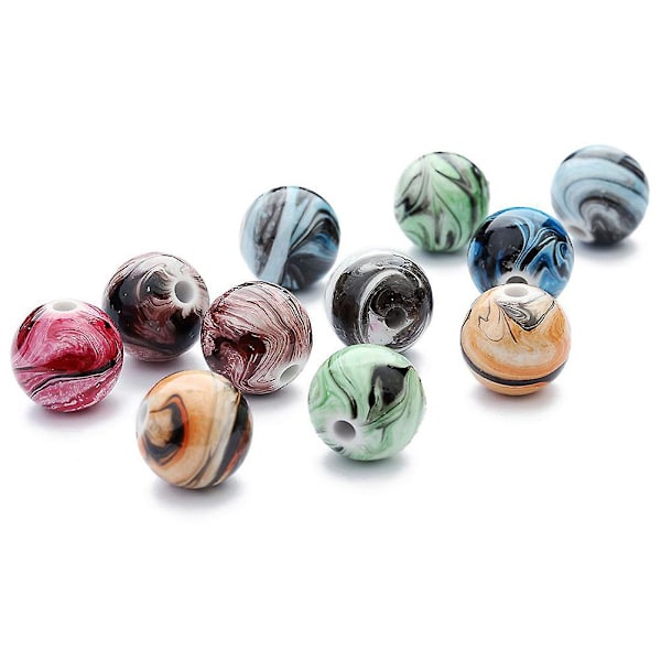 8mm Multifarvede Harpiks Runde Løse Perler Farve Blækmaleri Løse Charm Perle Bulk Til Diy Smykker Fund 500 stk 500 pcs