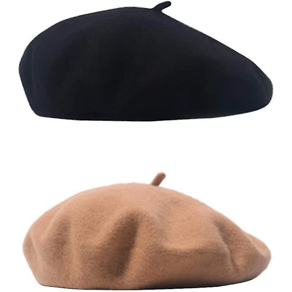 Klassinen Beretti Naisille Villahattu Ranskalainen Hattu Naisten Hattu Baski Beretti Pipo 2kpl Beanie
