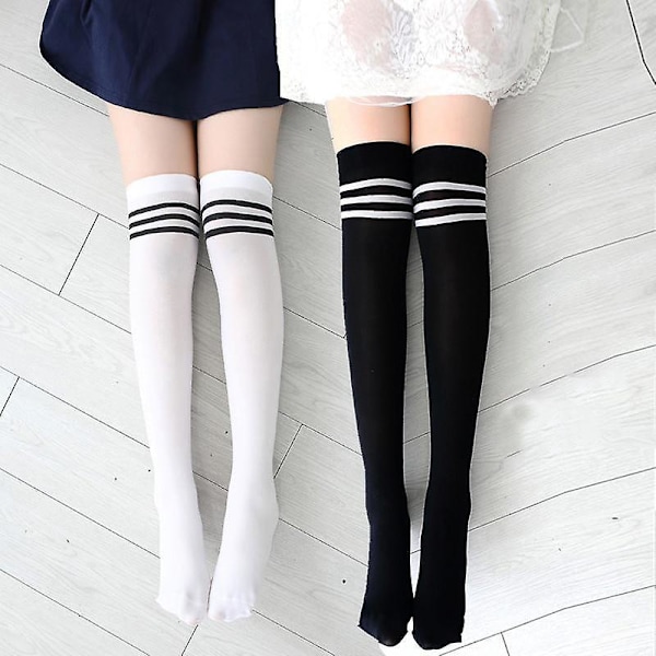 Dam Over Knee Lårhöga Strumpor Plus Size Tub Benvärmare Strumpa Bomull (2 Par)