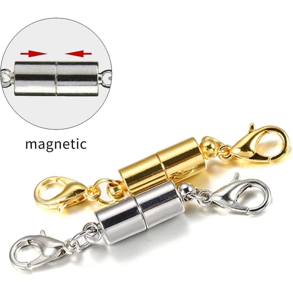 Magnetisk hummerlås, fasjonabel dekorativ magnetisk halskjedelåsforlenger, bruk for å øke lengden på favorittkjedene dine (4 stk, gull+s)