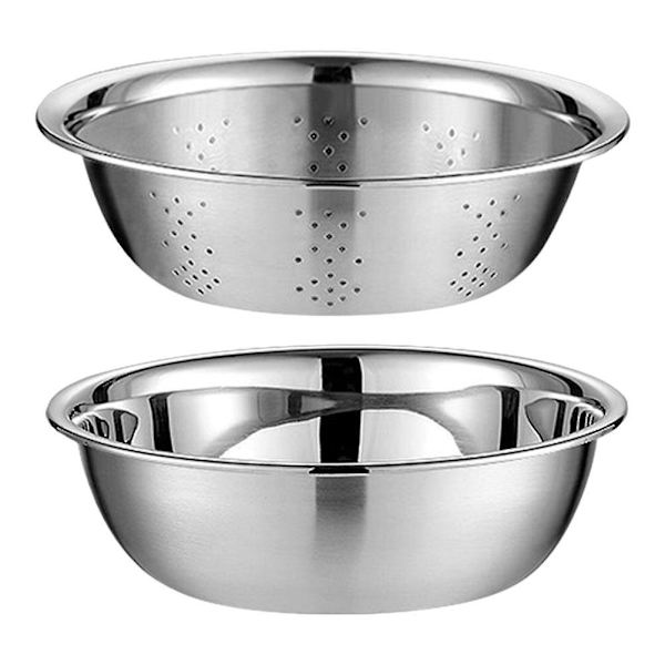 Salat Blandet Grøntsager Mad Drænbeholdere Grøntsags Si Basket Frugt Dræn Basket Jordbær Vask Silver 28X28CM