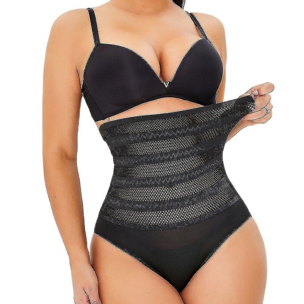 Shapewear-truse for kvinner, høy midje, kroppsformer, magekontroll, sort L black