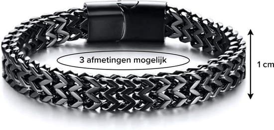 Sort armbånd i rustfrit stål til mænd med magnetlås, håndvævet tynd kæde, stilfuld gave, 19,5 cm