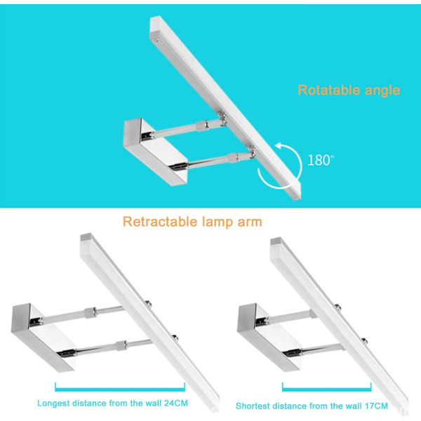 LED-spegellampa 12W Badrumsvägglampa Justerbar Fäste Neutralvit 4000K Modern Inomhus Badrumslampa Armatur Badrumsbelysning 1000lm 50 Ej Dimbar