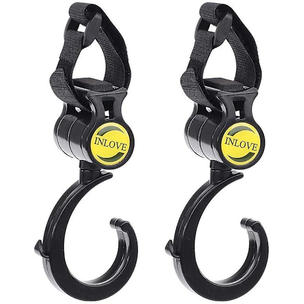2 stk Barnevogn Kroker 360 Grader Multi-bruk Vogn Henger Mamma Vogn Tilbehør For Handleposer